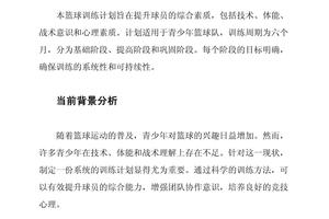 篮球训练的几个主要训练计划